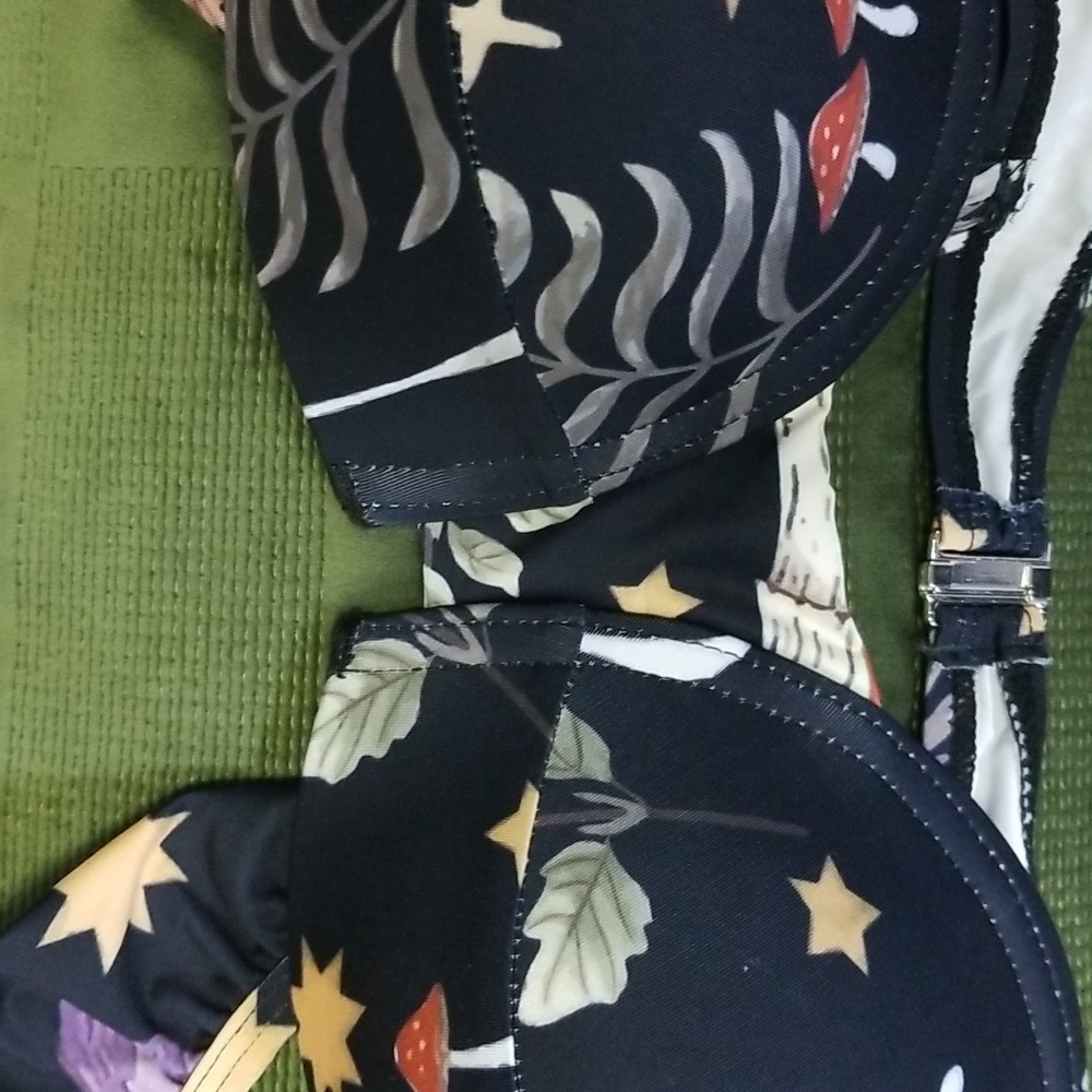 Magical Dark Forest Floral Black Ruffle Bikini - Picture 7 of 8